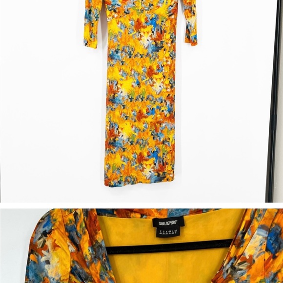 Isabel de Pedro Yellow Floral Midi Sheath Dress - Picture 5 of 6